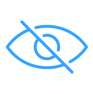 A blue background with a crossed-out eye symbol representing invisibility or hidden content.