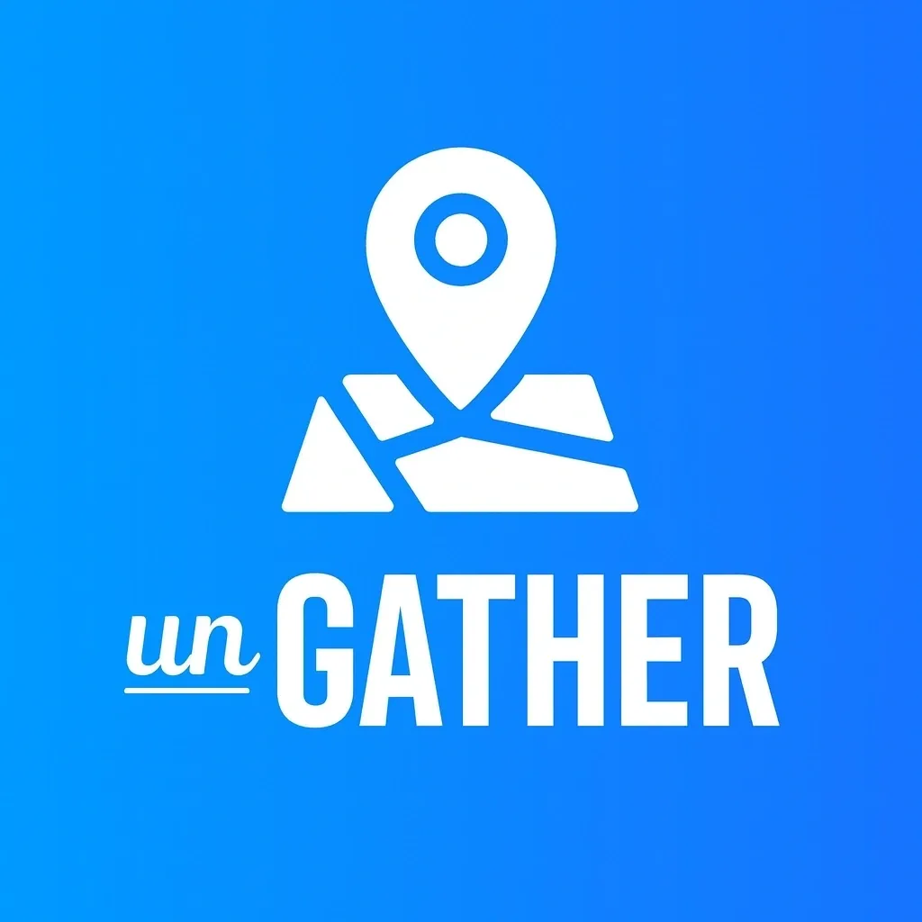 Map icon with text "unGATHER" on blue.